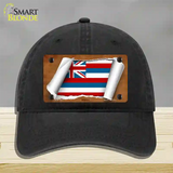 Hawaii Flag Scroll Novelty License Plate Hat Unconstructed Cotton / Black