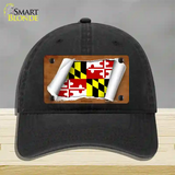 Maryland Flag Scroll Novelty License Plate Hat Unconstructed Cotton / Black