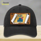 New Jersey Flag Scroll Novelty License Plate Hat Unconstructed Cotton / Black