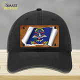 North Dakota Flag Scroll Novelty License Plate Hat Unconstructed Cotton / Black