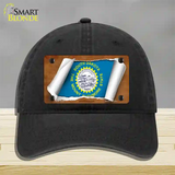 South Dakota Flag Scroll Novelty License Plate Hat Unconstructed Cotton / Black