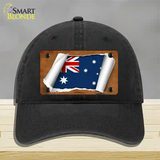 Australia Flag Scroll Novelty License Plate Hat Unconstructed Cotton / Black