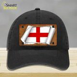 England Flag Scroll Novelty License Plate Hat Unconstructed Cotton / Black