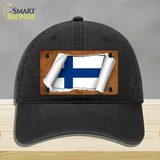 Finland Flag Scroll Novelty License Plate Hat Unconstructed Cotton / Black