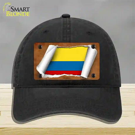 Colombia Flag Scroll Novelty License Plate Hat Unconstructed Cotton / Black