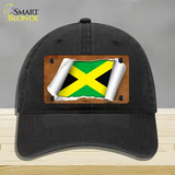 Jamaica Flag Scroll Novelty License Plate Hat Unconstructed Cotton / Black