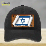 Israel Flag Scroll Novelty License Plate Hat Unconstructed Cotton / Black