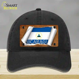 Nicaragua Flag Scroll Novelty License Plate Hat Unconstructed Cotton / Black