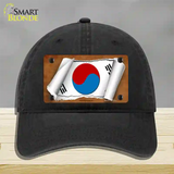 South Korea Flag Scroll Novelty License Plate Hat Unconstructed Cotton / Black