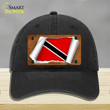 Trinidad & Tobago Flag Scroll Novelty License Plate Hat Unconstructed Cotton / Black