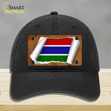 Gambia Flag Scroll Novelty License Plate Hat Unconstructed Cotton / Black