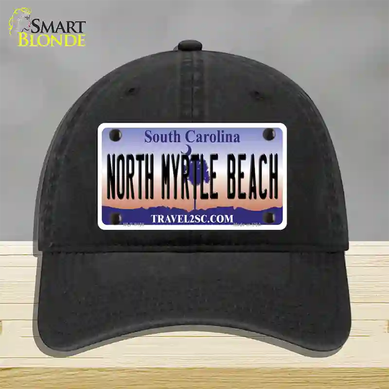 North Myrtle Beach South Carolina Novelty License Plate Hat Unconstructed Cotton / Black