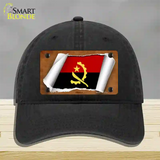 Angola Flag Scroll Novelty License Plate Hat Unconstructed Cotton / Black