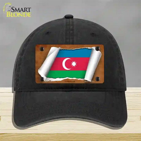 Azerbaijan Flag Scroll Novelty License Plate Hat Unconstructed Cotton / Black