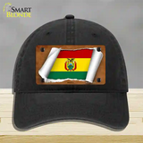 Bolivia Flag Scroll Novelty License Plate Hat Unconstructed Cotton / Black