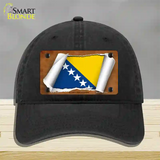 Bosnia-Herzegovina Flag Scroll Novelty License Plate Hat Unconstructed Cotton / Black