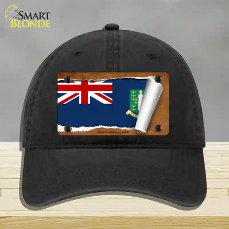 British Virgin Island Flag Scroll Novelty License Plate Hat Unconstructed Cotton / Black