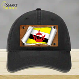 Brunei Flag Scroll Novelty License Plate Hat Unconstructed Cotton / Black