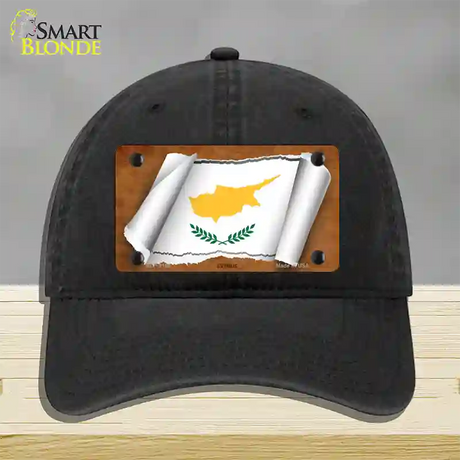 Cyprus Flag Scroll Novelty License Plate Hat Unconstructed Cotton / Black