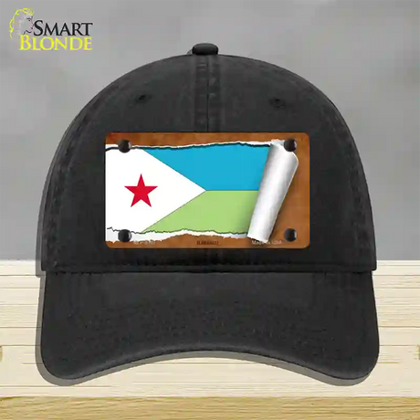 Djibouti Flag Scroll Novelty License Plate Hat Unconstructed Cotton / Black