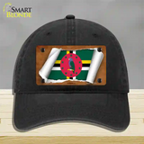 Dominica Flag Scroll Novelty License Plate Hat Unconstructed Cotton / Black