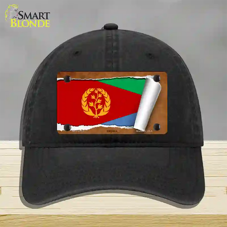 Eritrea Flag Scroll Novelty License Plate Hat Unconstructed Cotton / Black