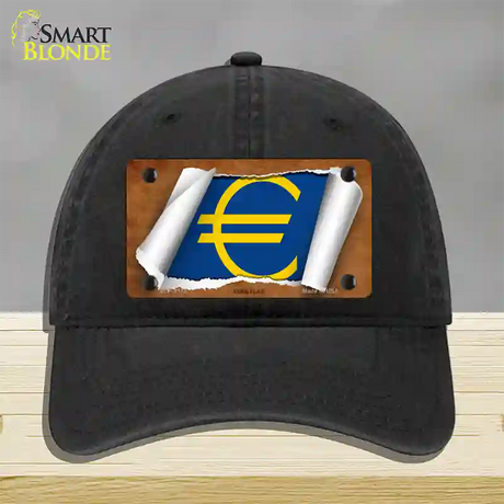 Euro Flag Scroll Novelty License Plate Hat Unconstructed Cotton / Black