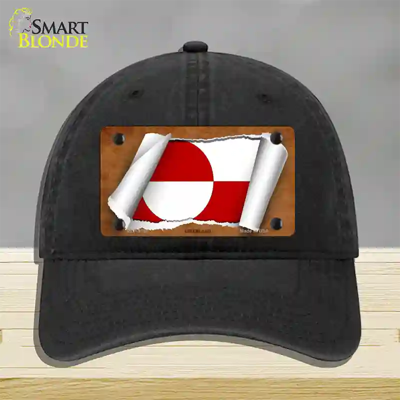 Greenland Flag Scroll Novelty License Plate Hat Unconstructed Cotton / Black