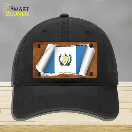 Guatemala Country Flag Scroll Novelty License Plate Hat Unconstructed Cotton / Black