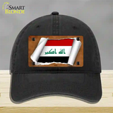 Iraq Flag Scroll Novelty License Plate Hat Unconstructed Cotton / Black