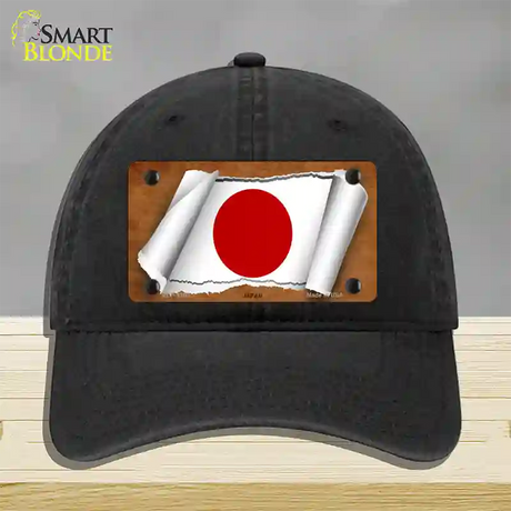 Japan Flag Scroll Novelty License Plate Hat Unconstructed Cotton / Black