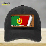 Portugal Flag Scroll Novelty License Plate Hat Unconstructed Cotton / Black