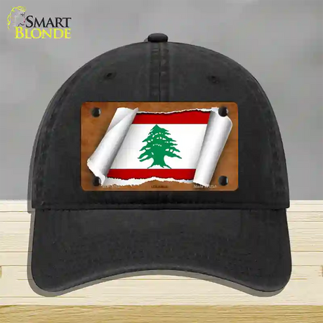 Lebanon Flag Scroll Novelty License Plate Hat Unconstructed Cotton / Black