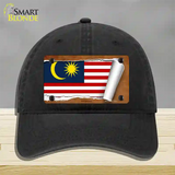 Malaysia Flag Scroll Novelty License Plate Hat Unconstructed Cotton / Black