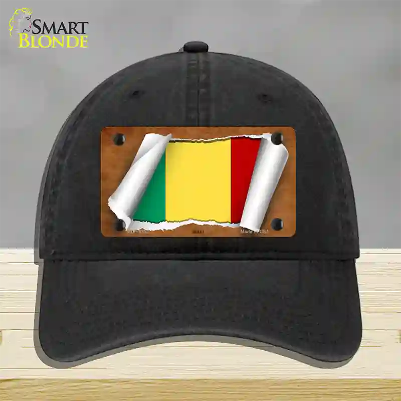 Mali Flag Scroll Novelty License Plate Hat Unconstructed Cotton / Black