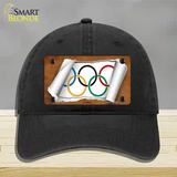 Olympic Flag Scroll Novelty License Plate Hat Unconstructed Cotton / Black