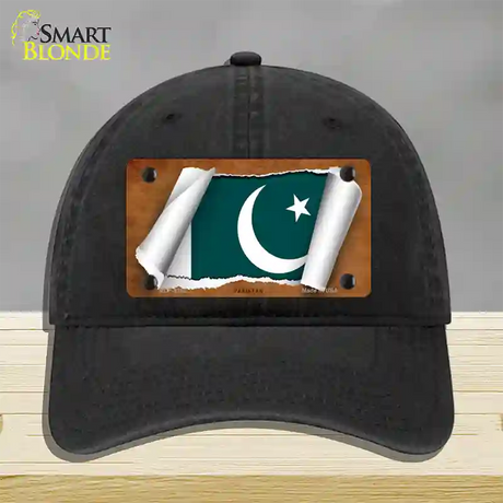 Pakistan Flag Scroll Novelty License Plate Hat Unconstructed Cotton / Black