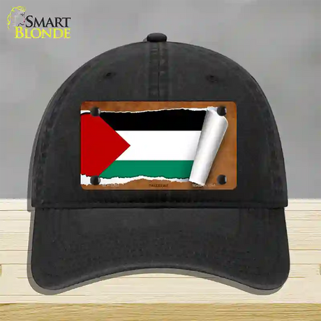 Palestine Flag Scroll Novelty License Plate Hat Unconstructed Cotton / Black