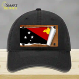 Papua New Guinea Flag Scroll Novelty License Plate Hat Unconstructed Cotton / Black