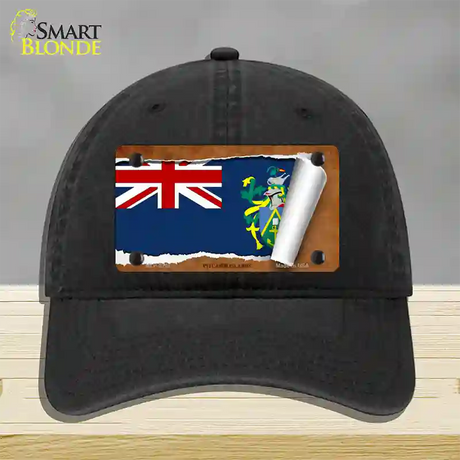 Pitcairn Islands Flag Scroll Novelty License Plate Hat Unconstructed Cotton / Black