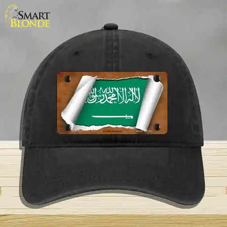 Saudi Arabia Flag Scroll Novelty License Plate Hat Unconstructed Cotton / Black