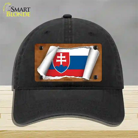 Slovakia Flag Scroll Novelty License Plate Hat Unconstructed Cotton / Black