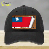 Taiwan Flag Scroll Novelty License Plate Hat Unconstructed Cotton / Black