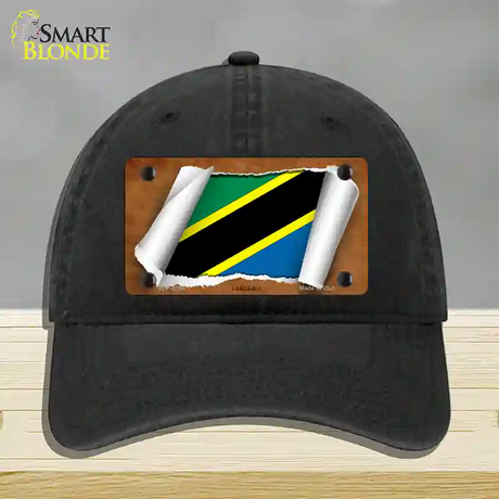 Tanzania Flag Scroll Novelty License Plate Hat Unconstructed Cotton / Black