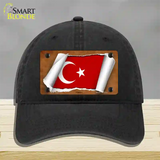 Turkey Flag Scroll Novelty License Plate Hat Unconstructed Cotton / Black