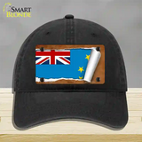 Tuvalu Flag Scroll Novelty License Plate Hat Unconstructed Cotton / Black