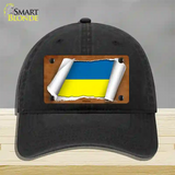 Ukraine Flag Scroll Novelty License Plate Hat Unconstructed Cotton / Black