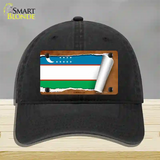 Uzbekistan Flag Scroll Novelty License Plate Hat Unconstructed Cotton / Black