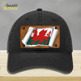 Wales Flag Scroll Novelty License Plate Hat Unconstructed Cotton / Black