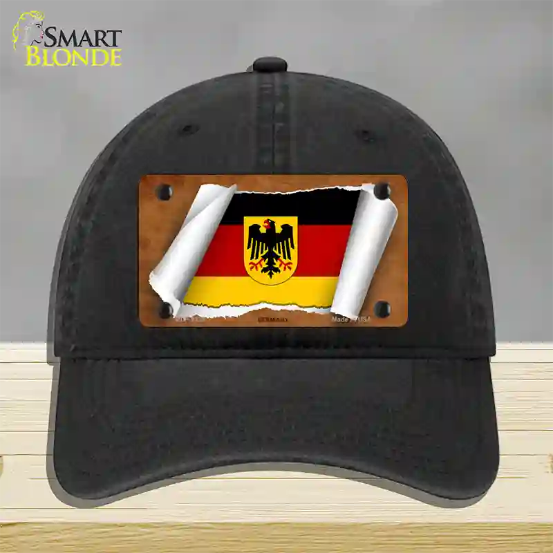 Germany Coat of Arms Flag Scroll Novelty License Plate Hat Unconstructed Cotton / Black